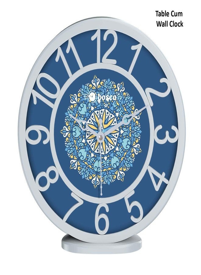 Bosco Modern Non Ticking Silent, Royal Blue dial with White Border, 20 CM Table Cum Round Wall Clock for Home, Living Room, Bed Room, Office and Kitchen - BWC-1206 - Image 3